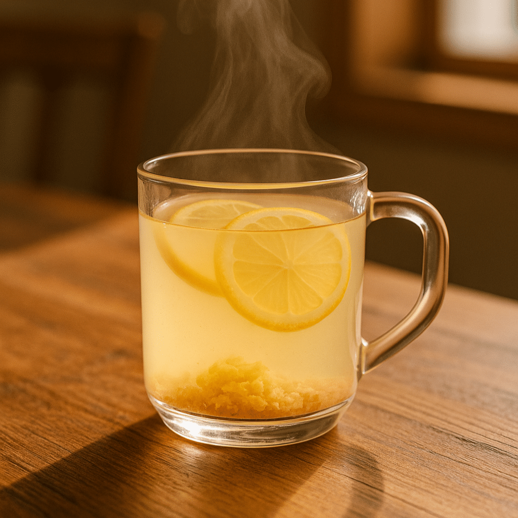 homemade Japanese Mounjaro recipe in a glass with pink salt and lemon