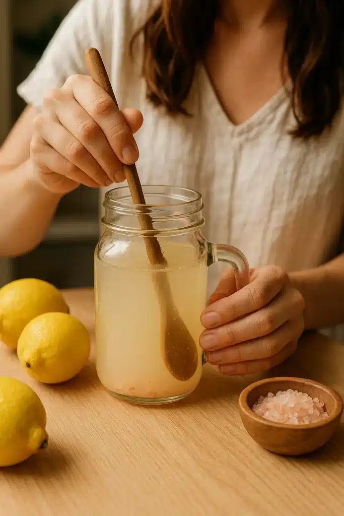 preparing manjaro pink salt drink