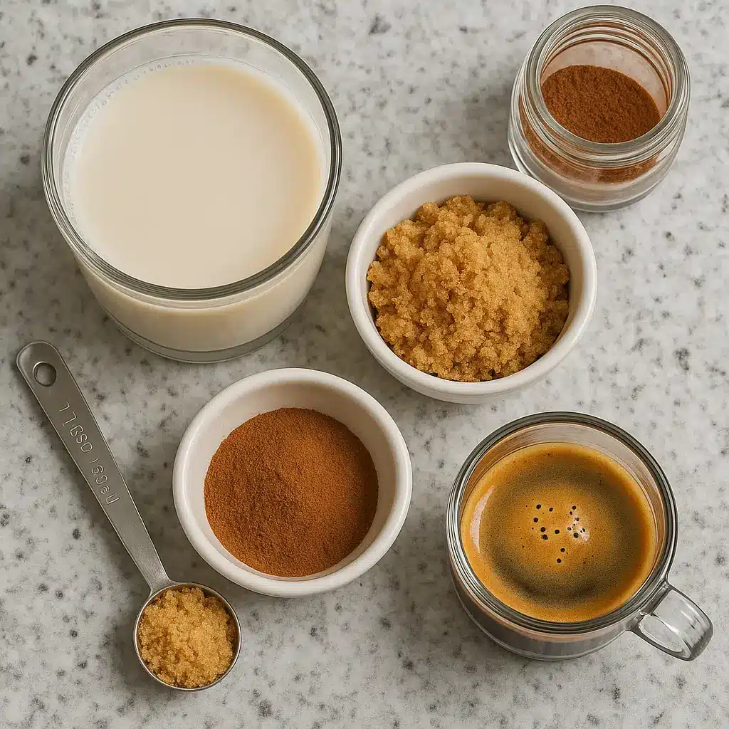 ingredients for brown sugar oatmilk latte