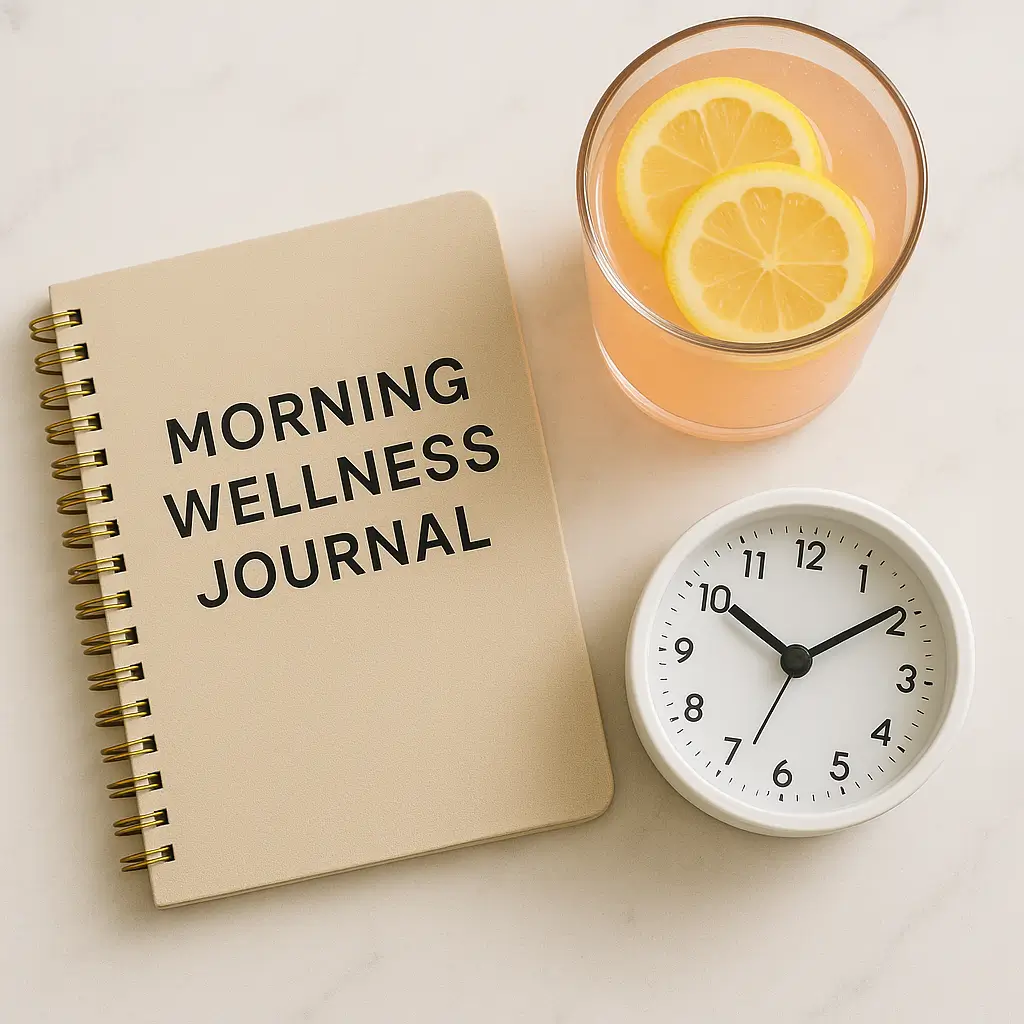 morning wellness routine with pink salt drink