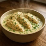 Crockpot chicken recipes with creamy sauce in a bowl
