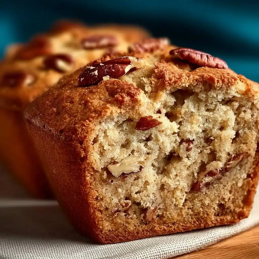 Delicious slice of Alabama pecan bread on a wooden table.