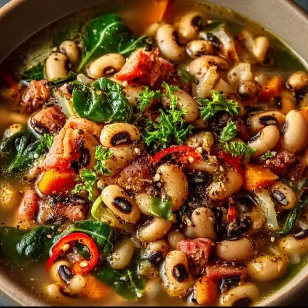 Delicious Black Eyed Peas dish prepared with spices and herbs.