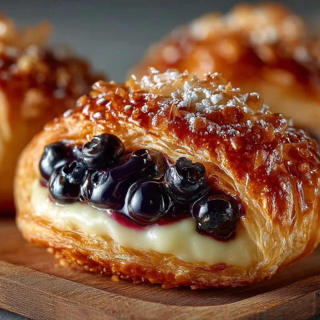 Blueberry cream cheese puff pastries fresh out of the oven