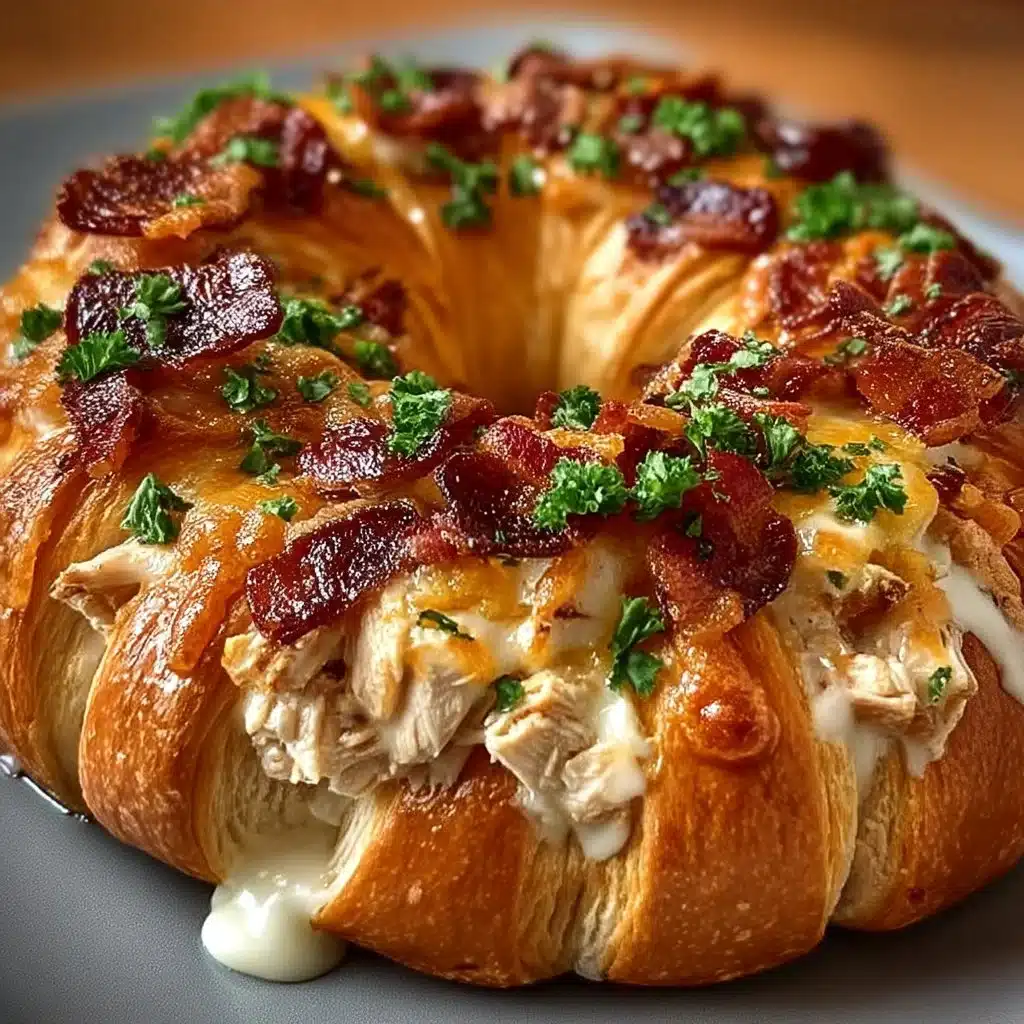 Chicken Bacon Ranch Crescent Ring with crispy bacon and savory chicken