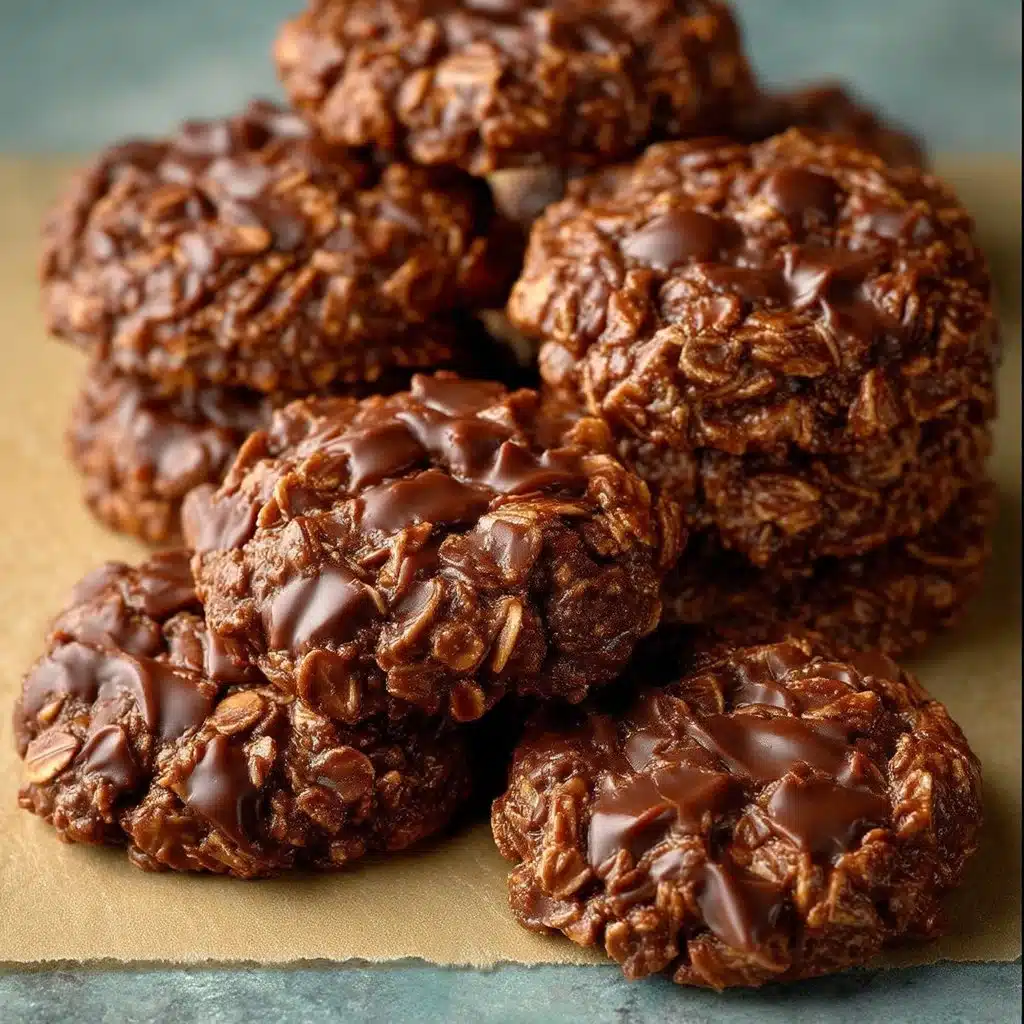Delicious chocolate no bake cookies on a plate