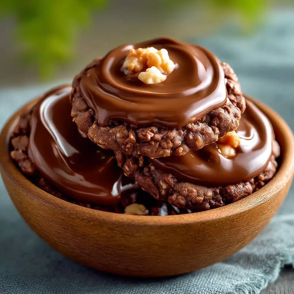 Delicious chocolate no bake cookies arranged on a plate