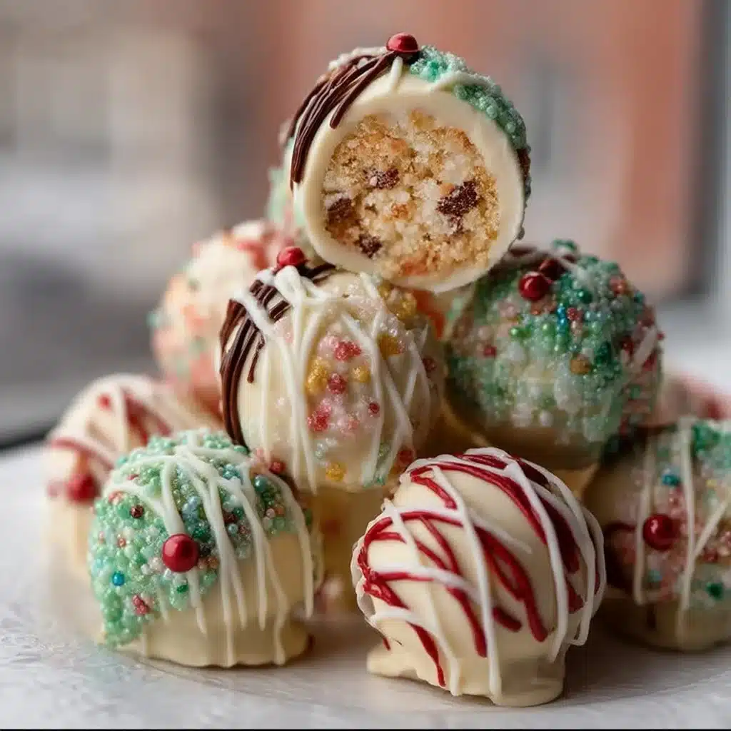 Christmas Tree Cake Truffles made with Little Debbie cakes for festive celebrations