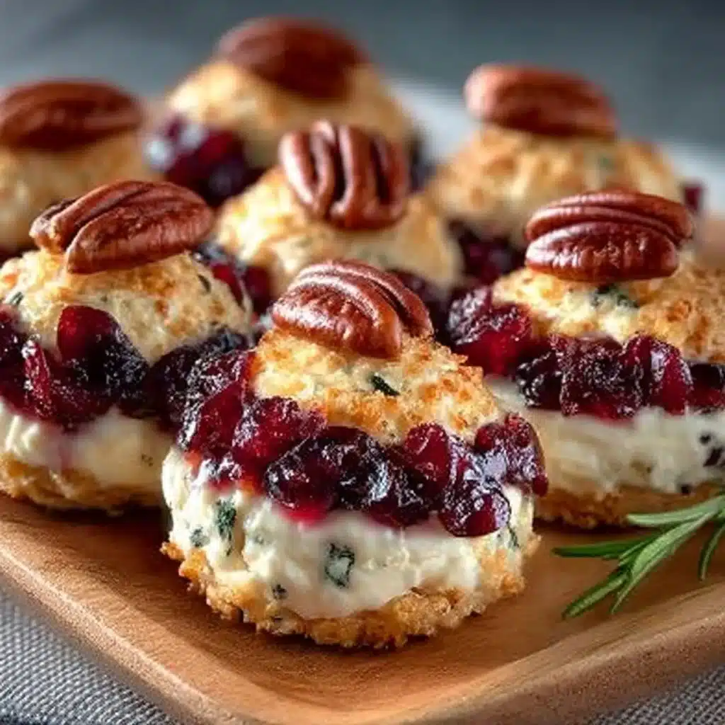 Cranberry Cream Cheese Bites on a decorative plate, perfect for holiday parties.