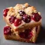 Delicious homemade cranberry crumble bars with a golden topping.