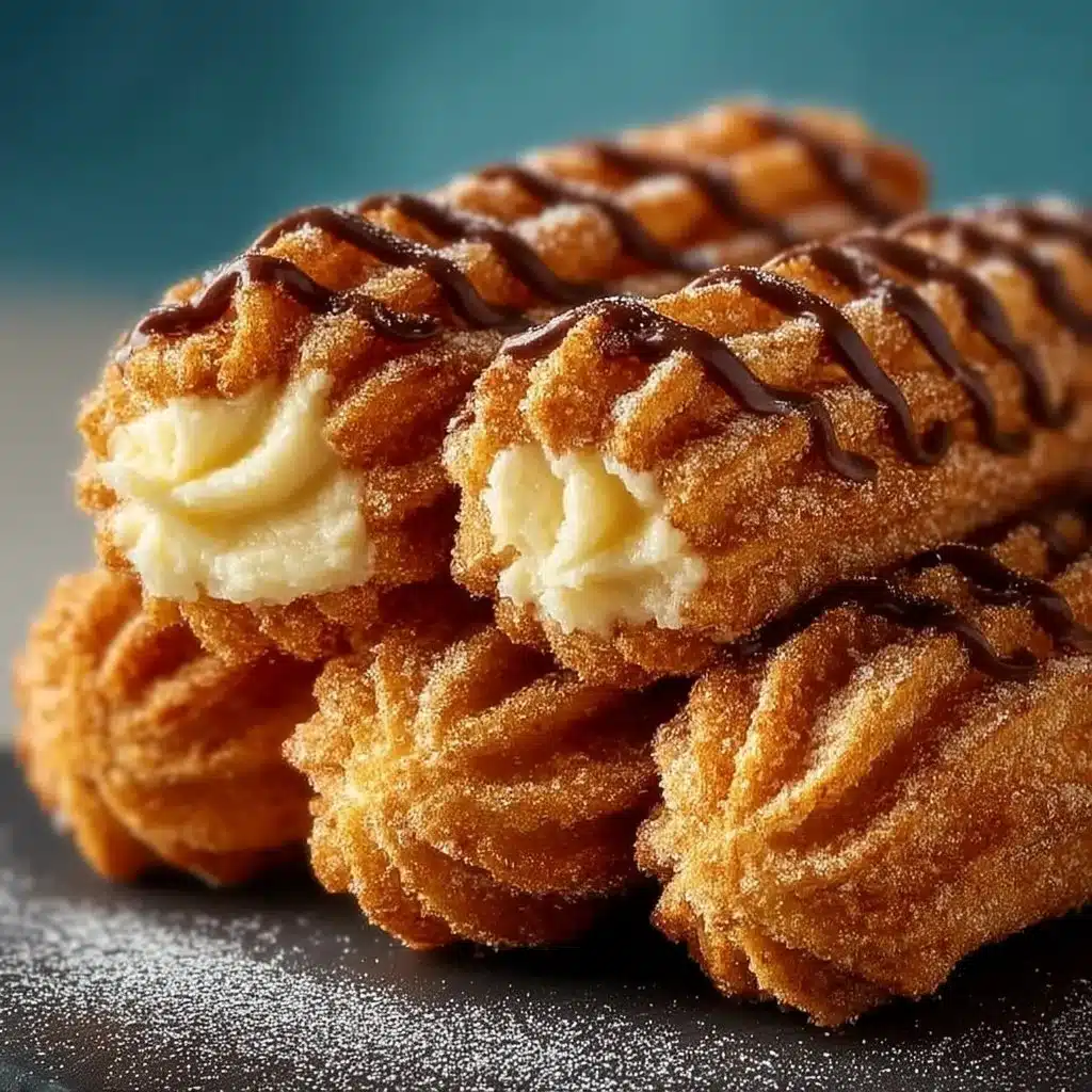 Delicious crispy cheesecake churros filled with cookie dough