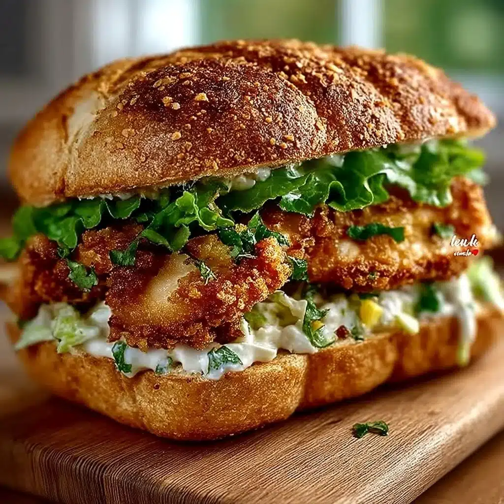 Crispy Chicken Caesar Sandwich with lettuce, parmesan, and Caesar dressing
