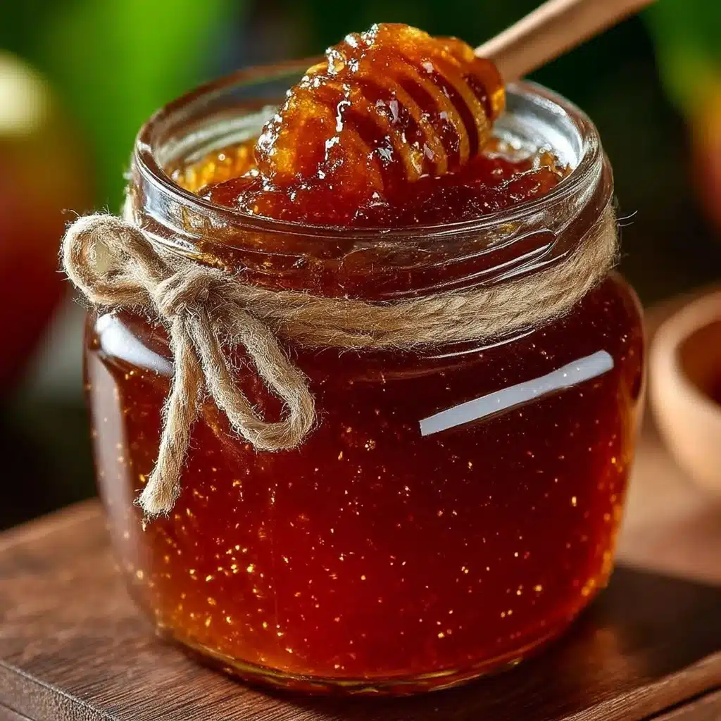 Jar of homemade apple butter with fresh apples and spices