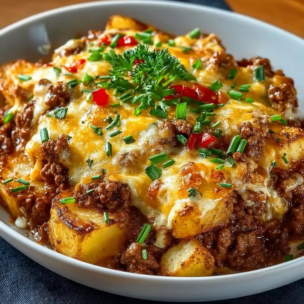 Delicious Hobo Casserole made with ground beef and vegetables