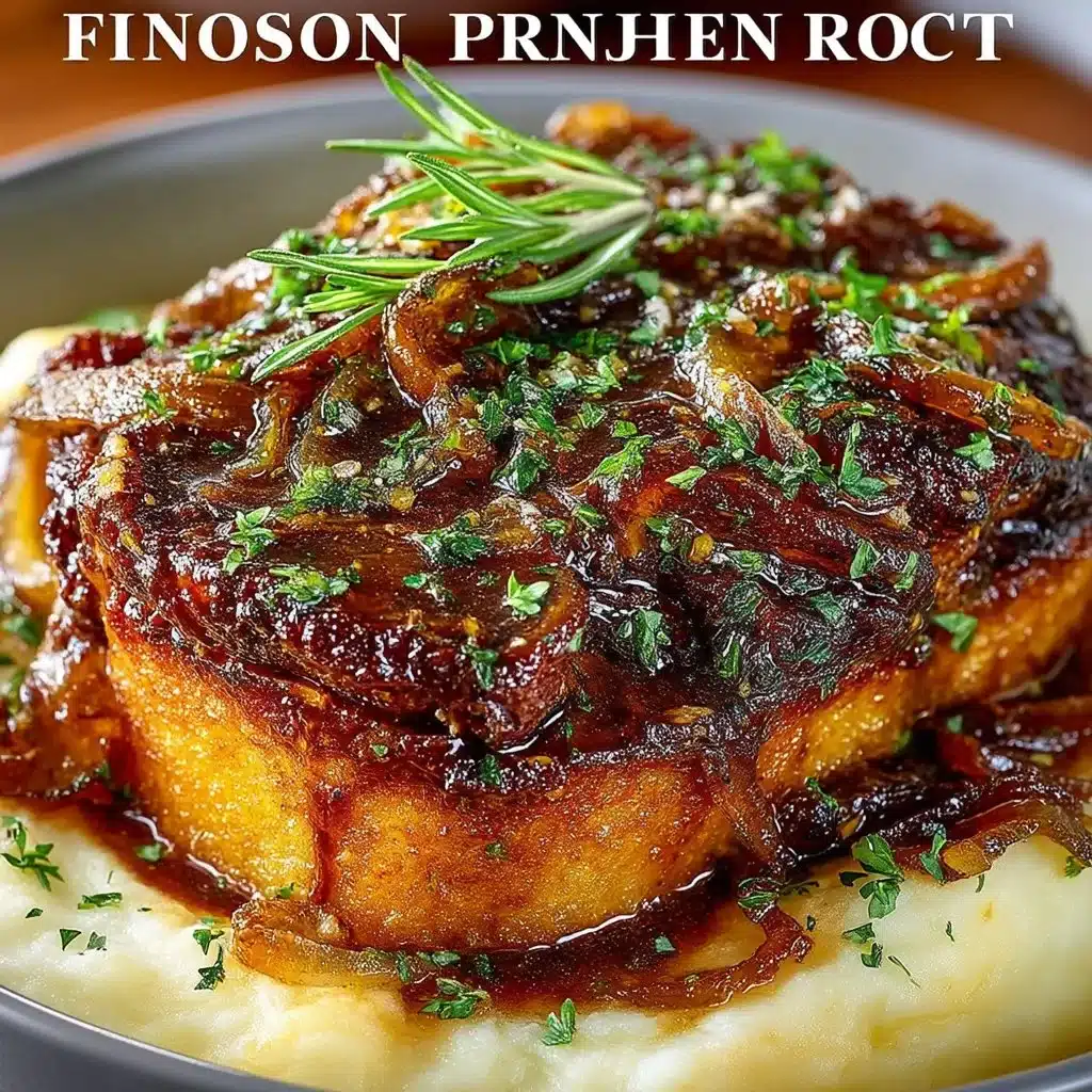 Deliciously juicy French Onion Pot Roast served with caramelized onions and herbs.