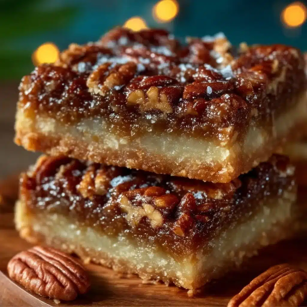 Delicious pecan pie bars with rich filling and crust, perfect for dessert.
