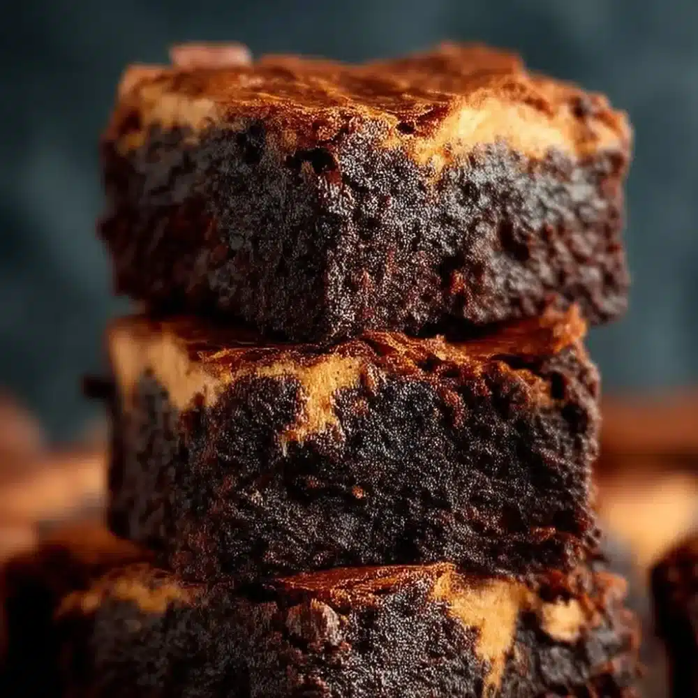 Delicious homemade pumpkin brownies topped with chocolate drizzle.