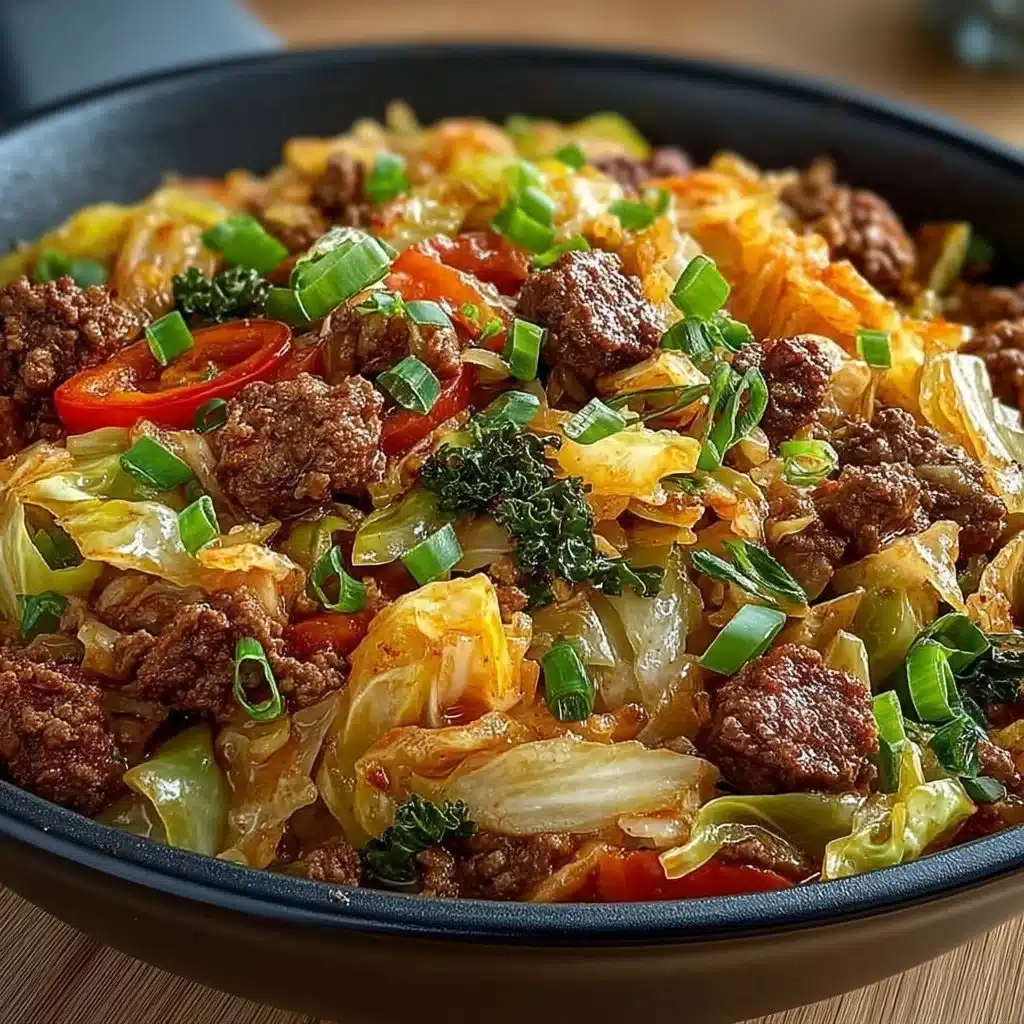 Savory one-pan meal featuring ground beef and cabbage