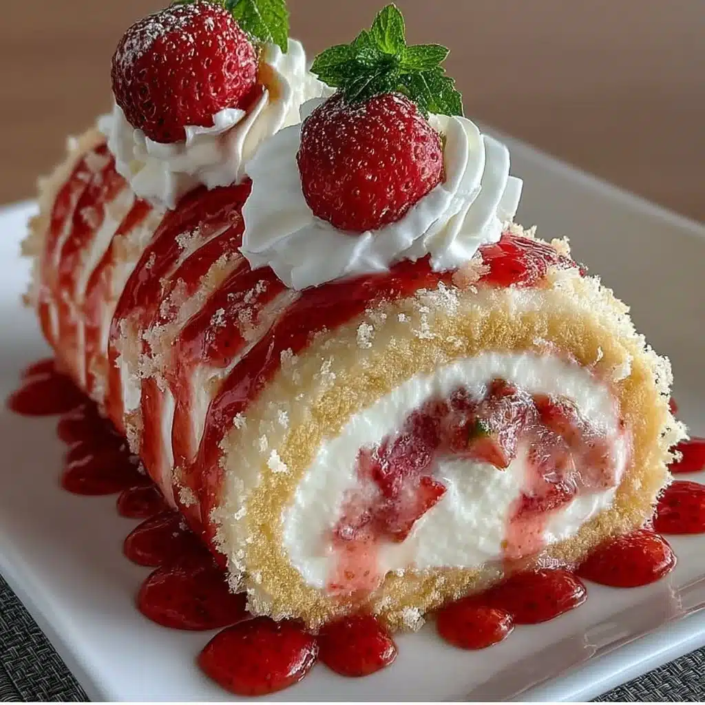 Delicious strawberry shortcake cheesecake rolls on a plate