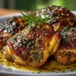 Sweet Maple Dijon Chicken Thighs with a flavorful glaze