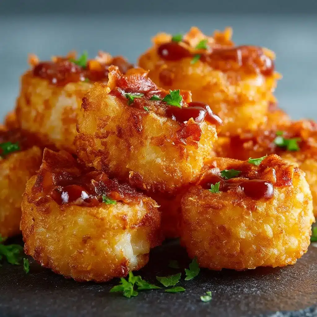 Deliciously loaded Brava's Tots topped with cheese and toppings.